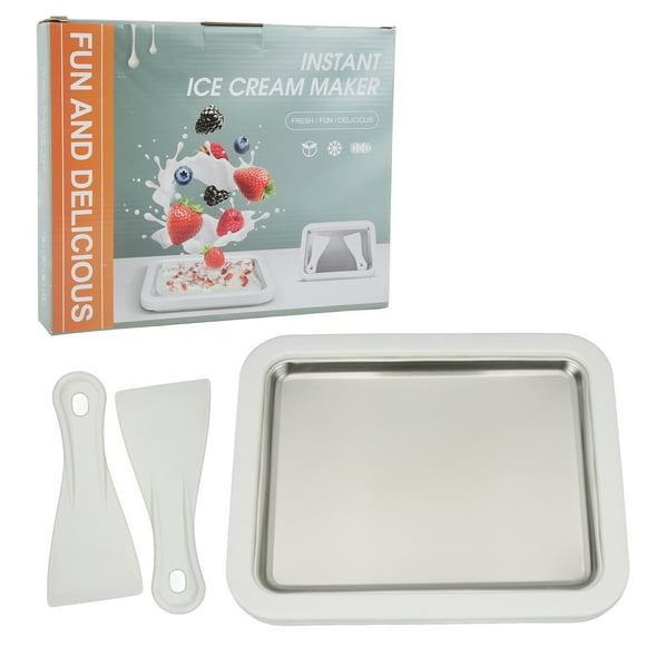 Rolled Ice Cream Machine Cold Plate Ice Maker Pan With Scraper Mini Rolled Ice Cream Yogurt Maker Machine Stainless Steel Cold Plate With Scraper 26x21x3.2cm