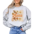 thumbnail image 2 of Trendy Mama Checkered Fall Sweatshirt for Women Orange Daisy Floral Sweater Gray Sweatshirt Adult Medium, 2 of 4