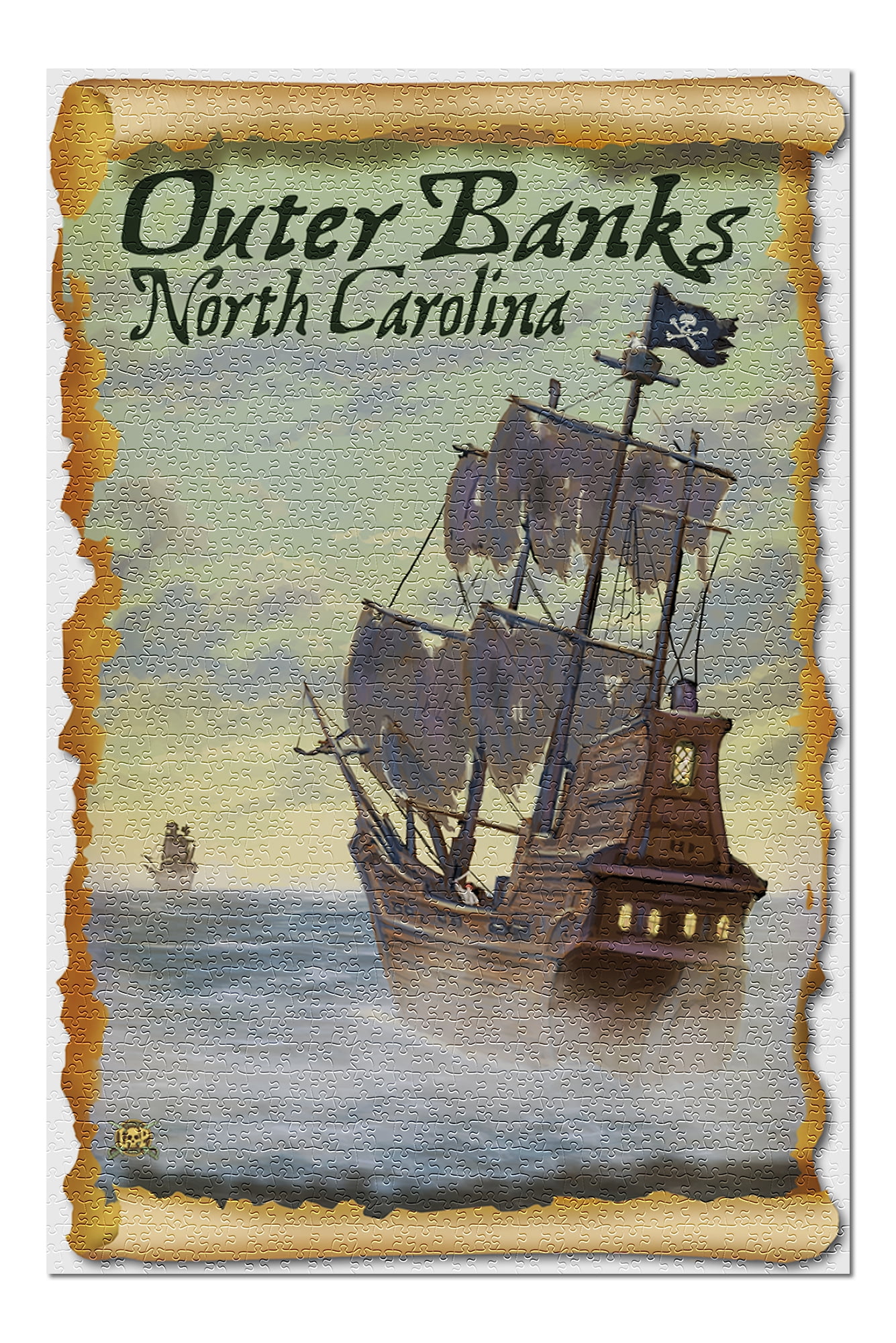 Outer Banks, North Carolina Pirate Ship (20x30 Premium 1000 Piece 5E3
