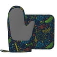 thumbnail image 2 of DouZhe Oven Mitts and Pot Holders Sets, Fun Music Dance Party Prints Non-Slip Heat Resistant Kitchen Oven Silicone Glove, 2 of 7