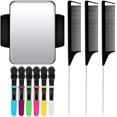 thumbnail image 1 of Geiserailie Herramientas de Peinado Pulsera Magnética de Gel y Silicona para Estilistas y Trenzadores Correa de Muñeca Negra con 3 Peines de Cola de Rata y 6 Clips de plástico, 1 of 5