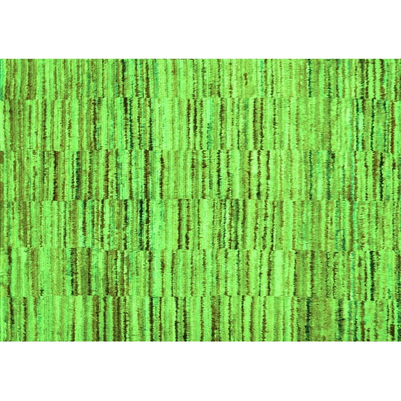 Ahgly Company Indoor Rectangle Abstract Green Contemporary Area Rugs, 2' x 4'