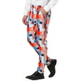 thumbnail image 4 of INSPIRE CHIC Men's Casual Geometric Printed Color Block Flat Front Dress Pants 34 Orange Blue, 4 of 7