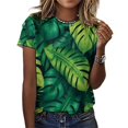 thumbnail image 3 of Palm Print Women T-Shirt Classic O Neck T-Shirts Short-Sleeve Trendy Animal Print Design Tshirt Casual Clothing, 3 of 5