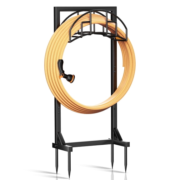 Garden Hose Holder, Super Stable Water Hose Holders Stand Holds 160-Feet Hose, Detachable Freestanding Hose Storage Hanger Rack for Outside Yard Lawn Farm, Black