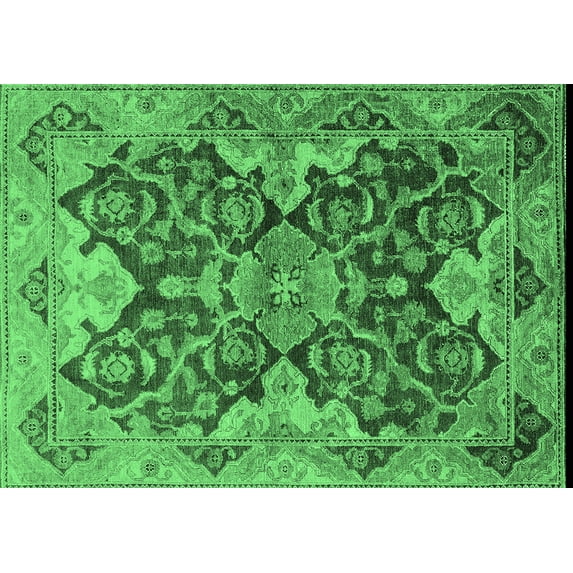 Ahgly Company Indoor Rectangle Oriental Emerald Green Traditional Area Rugs, 5' x 7'