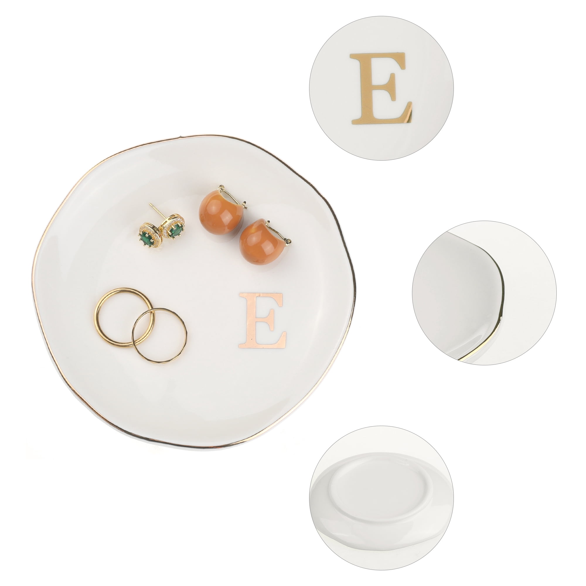 Unique Bargains Ceramic Jewelry Tray Decorative Trinket Dish Gifts Jewelry Boxes White-E