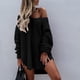 thumbnail image 2 of Gibobby Suéter de invierno para mujer, Suéter holgado de punto con cuello en V, para mujer, casual, ligero(Negro,G), 2 of 4