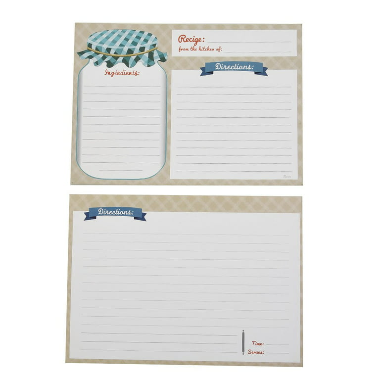 25pcs Kitchens Recipe Card Double Sided Blank Cards DIY Recipe Book 10*14cm