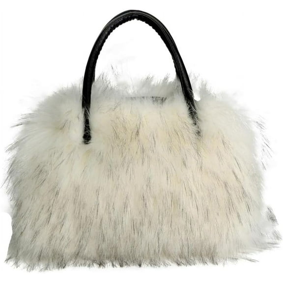 JUYGO Furry Tote Bag for Women Fuzzy Faux Fur Large Tote Handbag Cute Soft Fluffy Purse Ladies Satchel