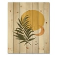 thumbnail image 3 of Designart 'Abstract Moon and Yellow Sun With Tropical Leaf I' Modern Print on Natural Pine Wood, 3 of 5