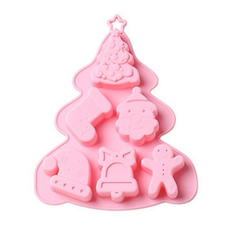 

Christmas Baking Molds Fondant Candy Chocolate Cake Jelly Molds for Christmas Birthday New Year Party Cake Decoration 6 Shapes DIY Non Stick Silicone Molds For Holiday Decoration