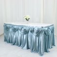 thumbnail image 5 of Efavormart Dusty Blue Satin Double Drape Table Skirt for Kitchen Dining Catering Wedding Birthday Party Decorations Events 14ft, 5 of 11