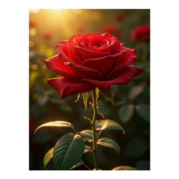 Diamond Art Kit for Adults, Red Rose In Sunlit Garden Diamond Painting for Adults Beginners, 5D DIY Diamond Art Painting Kits, Colorful Diamond Painting Craft for Home Decor 12x16