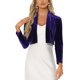 thumbnail image 1 of Inspire Chic Chaquetas de terciopelo para mujer, cárdigan de manga larga, frente abierto, chaqueta bolero corta, morado, 1 of 6
