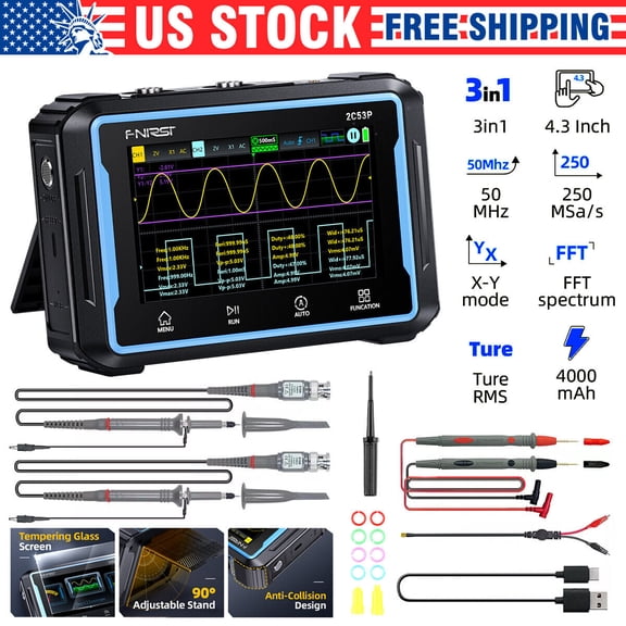 FNIRSI-2C53P LCD 2 Channel Signal Generator Digital Storage Oscilloscope 3-in-1