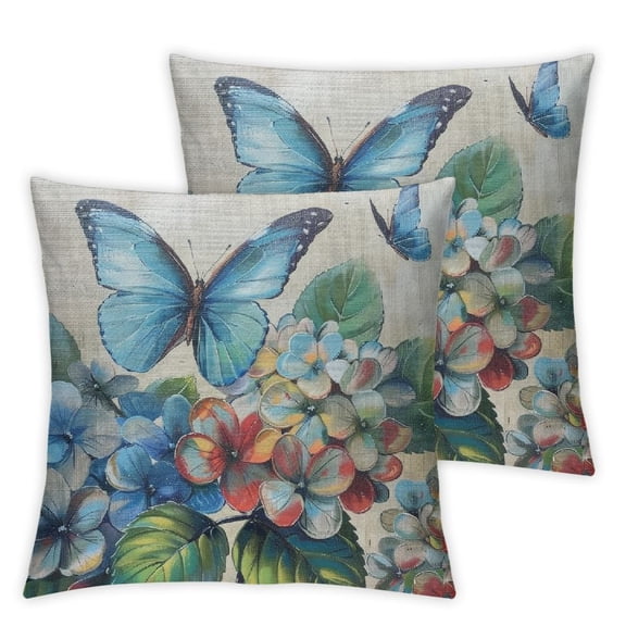 nygtbtfer Farm Outdoor Pillow Covers Set of 2, Decorative Waterproof Throw Pillow Case Watercolor Floral Linen Linen Soft Cozy Cushion Pillowcases White