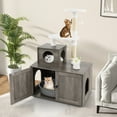 thumbnail image 4 of Costway 2-in-1 Wooden Litter Box Enclosure with Cat Tree Hidden Washroom Furniture Gray, 4 of 10