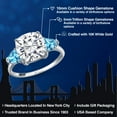 thumbnail image 2 of Gem Stone King 10K White Gold Moissanite and Swiss Blue Topaz Engagement Ring for Women | 6.16 Cttw | Cushion 10MM | Gemstone Birthstone | Size 8, 2 of 6