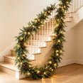 thumbnail image 4 of Gleefy Christmas Rattan Garland, 5.9 ft Artificial Leaves Swag for Staircase Railing, Fireplace, Indoor Christmas Display, 4 of 7
