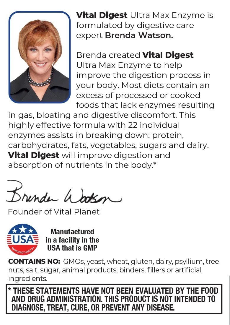 Vital Planet Vital Digest Natural Digestive Enzymes 90 Capsules