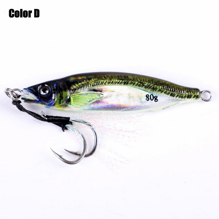 Sinking Colorful 40G Double Bass Hook Spinning Baits Metal Simulation Fishing  Lure 3D Printed Jig Bait Lead Casting COLOR D 