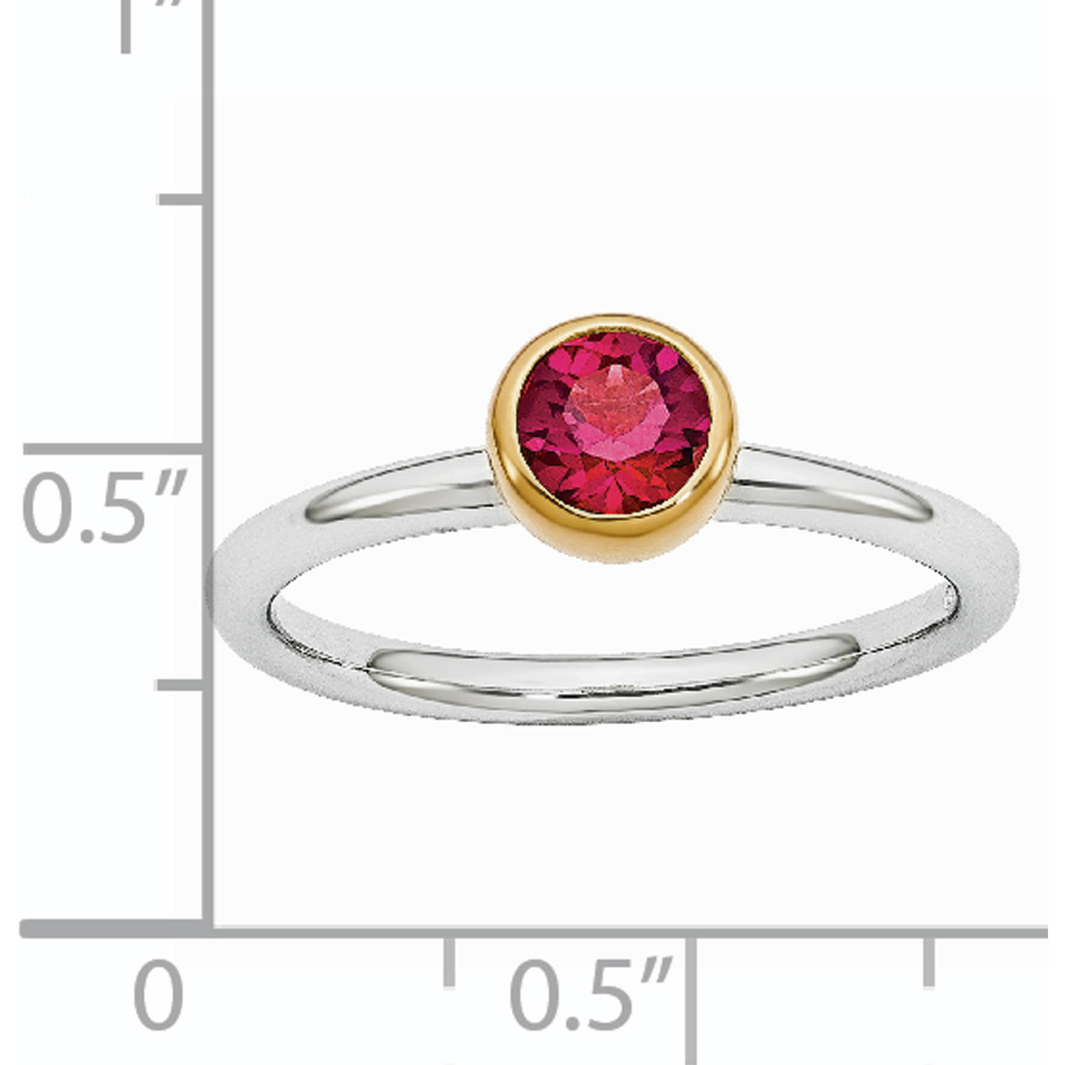 Created Ruby Sterling Silver with Gold-Plate Ring