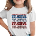 thumbnail image 1 of Zpanxa T-Shirts d'Été pour Filles Imprimé de la Fête de l'Indépendance Col Rond Manches Courtes Haut Polyester Spandex 10-11 Ans, 1 of 6