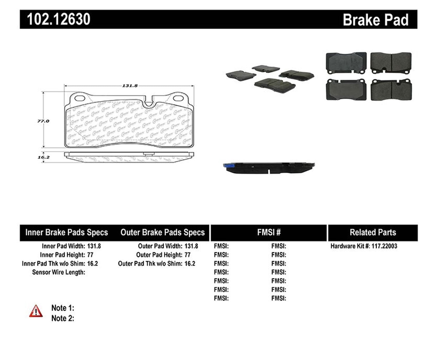 Centric Parts - Metallic Pads