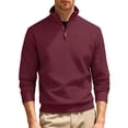 thumbnail image 2 of pstuiky camisas de hombre de manga larga, Blusa/camiseta informal y moderna de terciopelo de punto con cuello alto y cremallera para hombre, de color liso camisetas de hombre xxl, 2 of 6