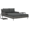 thumbnail image 2 of vidaXL 2-Person Garden Sun Bed with Cushions Poly Rattan Grey, 2 of 10