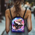thumbnail image 4 of HELLHERO Galaxy Wolf Mini Backpack, Zipper Closure Polyester Daypack, Lightweight Multiple Pockets Backpack for Women for Travel Work Outing, 4 of 8