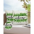 thumbnail image 6 of Pack of 2 Outdoor Pillow Covers, Summer Welcome Green Watercolor Plant Burlap Waterproof Square Throw Pillowcase Cushion Decorative Pillow Covers for Couch Patio Tent, 18x18 in, 6 of 6