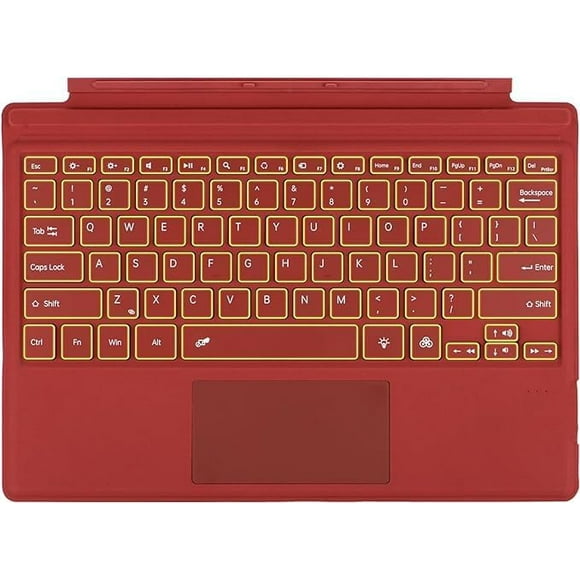 ERDS-Type Cover for Microsoft Surface Pro Generation 7+ 7 6 5 4 3 Portable Slim Wireless Keyboard with Touchpad Tablet Keyboard (Red, Backlit)