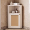 thumbnail image 2 of S-HOME Versatile Freestanding Floor Corner Cabinet with Rattan Barn Doors and Adjustable Shelf Organizer for Bathroom or Kitchen, White, 2 of 8