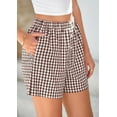 thumbnail image 6 of GZWYHT Running Shorts Shorts for Women Women's Shorts Cute Soft Elastic Waist Plaid Print Front Pajama Bottoms Shorts Sleepwear Lounge Pants Women Cotton Shorts Coffee M, 6 of 8