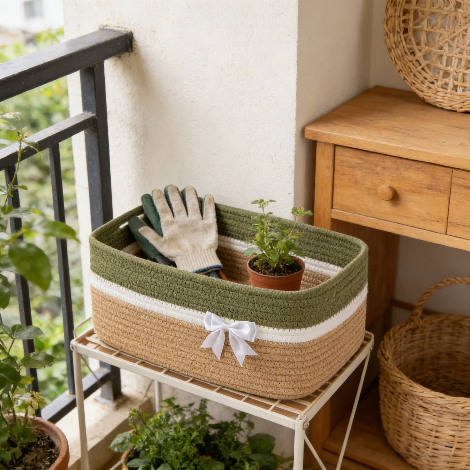 Dpityserensio Holiday Gift Storage Basket With Packaging Woven Storage Bin Valentine's Day