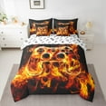 thumbnail image 2 of Manfei Game 7pcs Bedding Comforter Set,Vintage Gamepad Controller Queen Bedding Sets,Orange Flame Queen Sheet Sets For Boy,Microfiber Room Decor Reversible, 2 of 8