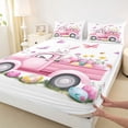 thumbnail image 4 of Erosebridal Happy Bunny Kids Bed Sheets, Pink Easter Eggs Butterfly King Sheets, 4-Piece, 4 of 5