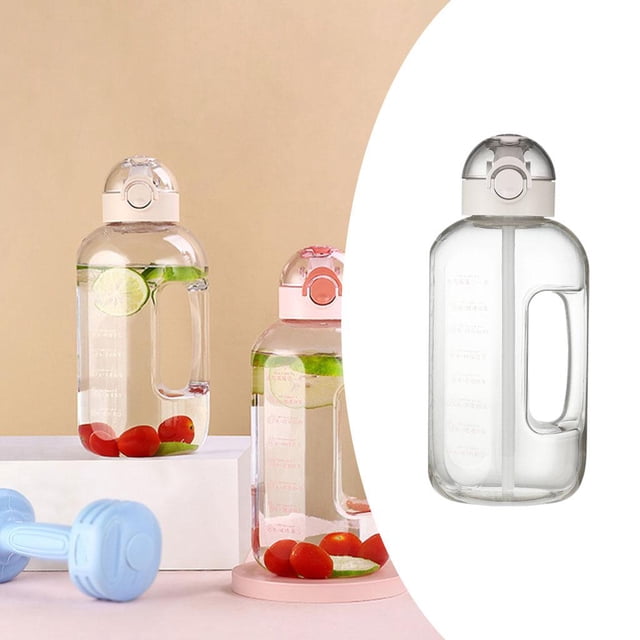 Botella deportiva DYNWAVEMX sin BPA 2L con recordatorio de tiempo blanco