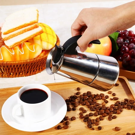 WALFRONT Stainless Steel Percolator Moka Pot Espresso Coffee Maker Stove Home Office Use Moka Pot Coffee Maker