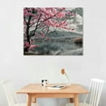 thumbnail image 2 of PRATYUS  Japanese Mount Fuji Canvas Wall Art Black and White Cherry Blossom Picture Painting Decor for Home Office Bedroom Living Room Decor Frame 20x16in, 2 of 6