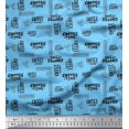 thumbnail image 1 of Soimoi Blue Cotton Poplin Fabric Coffee Time Text Print Fabric by Yard 56 Inch Wide, 1 of 5