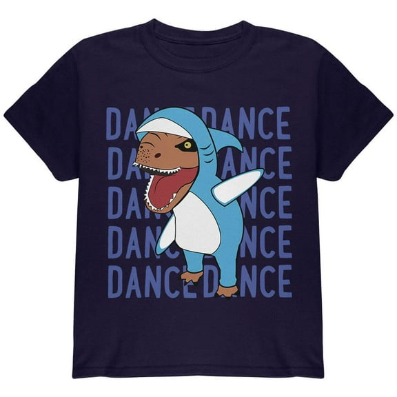 Halloween T-Rex Left Shark Costume Dance Youth T Shirt Navy YLG