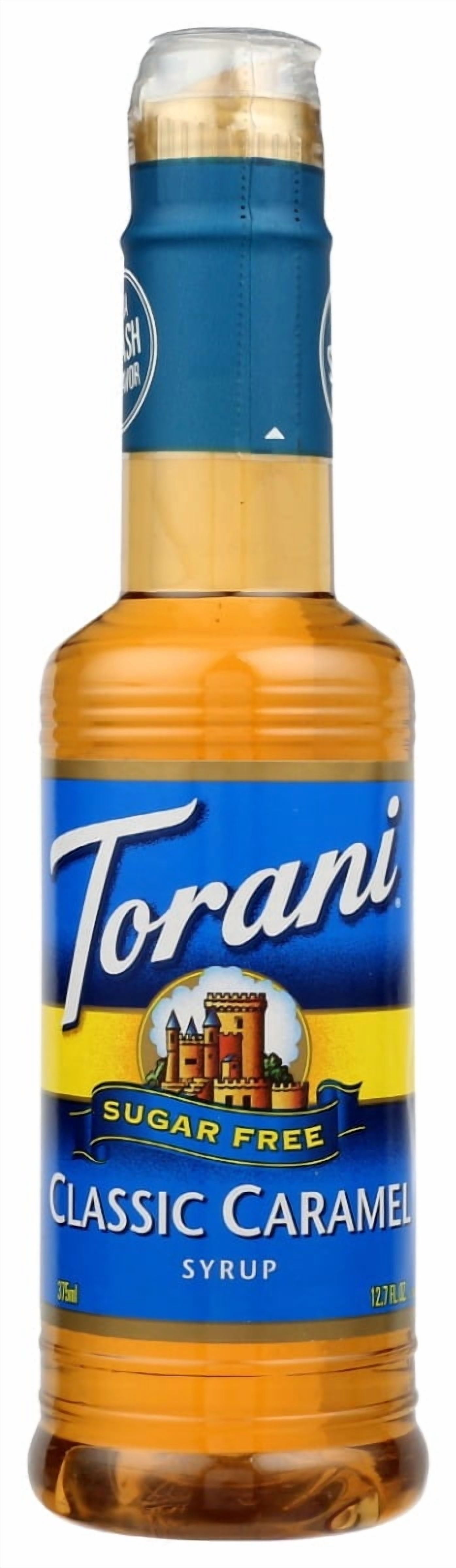 (4 pack) Torani Sugar Free Classic Caramel Syrup, Zero Calorie, Authentic Coffeehouse Syrup, 12.7 oz