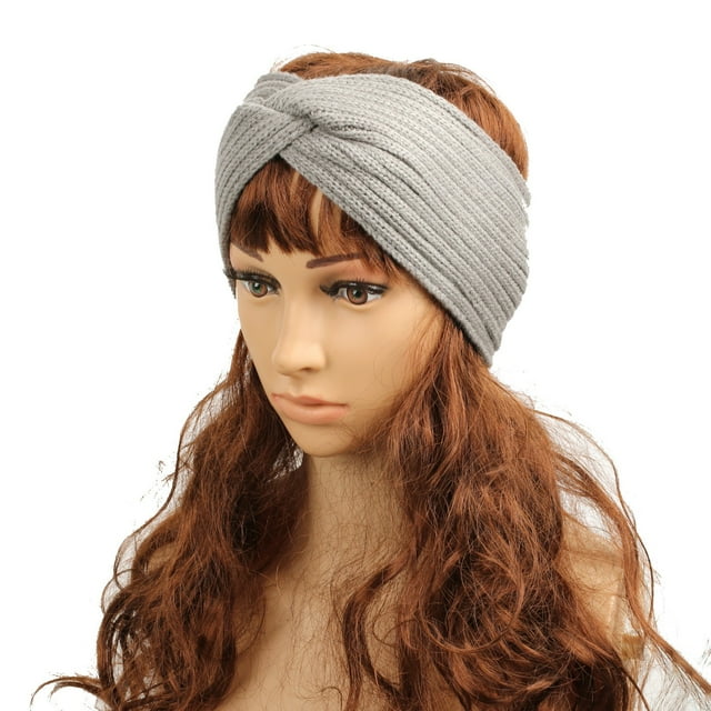 Women's Fall and Winter Solid Knit and Fleece Warm Sports Headband with Ear Protector