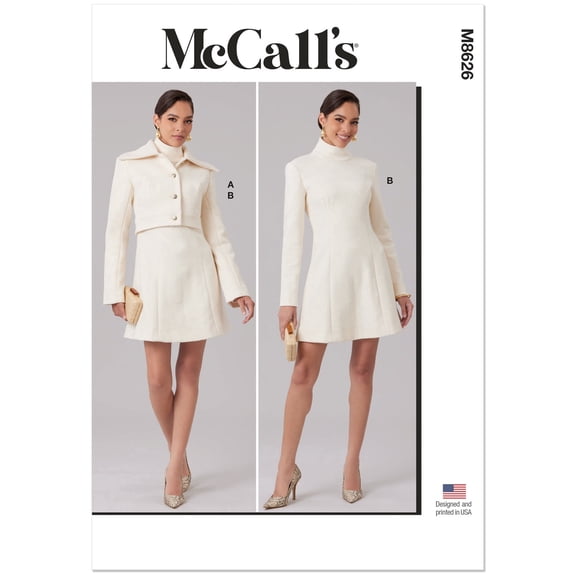 McCall's Sewing Pattern 8626 - Misses' Cropped Jacket and Princess Seam Dress, Size: C6 (8-10-12-14-16-18)