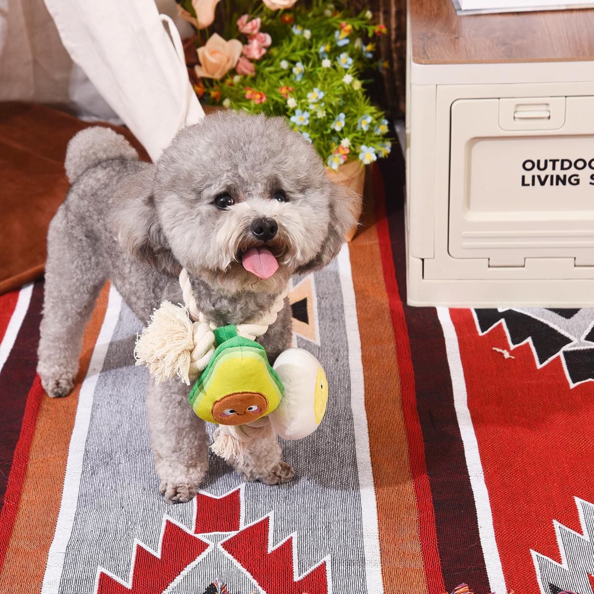 Hugsmart Toast and Egg Dog Rope and Tug Toy