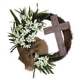 thumbnail image 3 of Corona de Pascua con forma de cruz, flores artificiales, accesorios para fotos, decoración para colgar en la pared. 40 cm sin cinta, 3 of 9