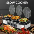 thumbnail image 6 of Triple Slow Cooker with Lid Rests, Breakfast Buffet Servers and Warmers with 3 X 1.5Qt, Tempered glass lids & 3 Adjustable Temp, Dishwasher Safe, Stainless Steel, 6 of 6